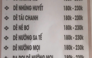 Menu giá mới 