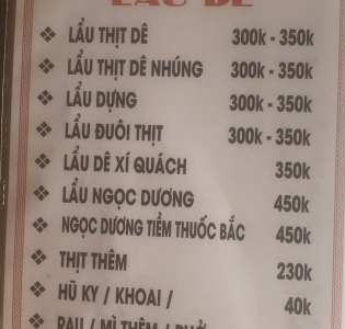 Menu giá mới 