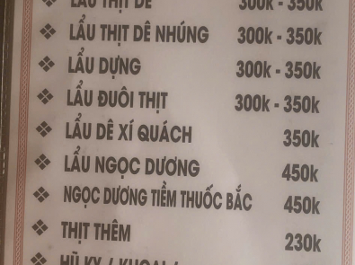 Menu giá mới 